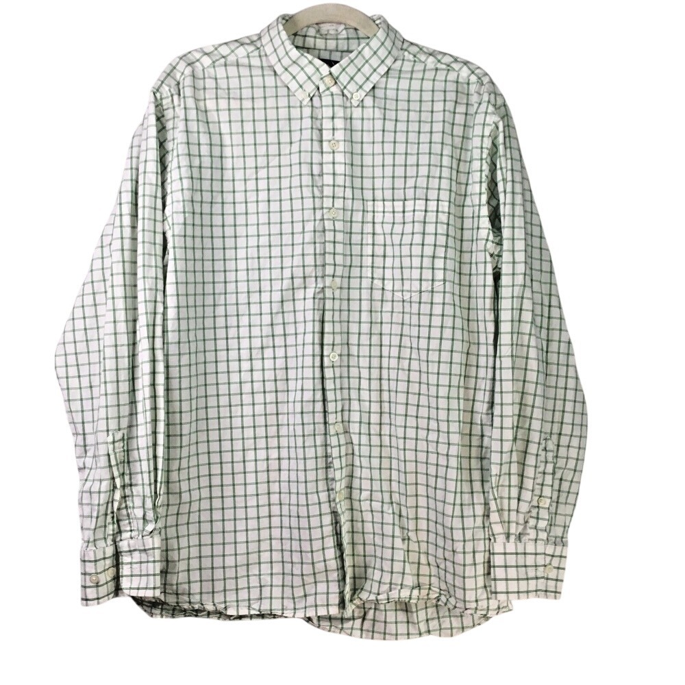 Ivy‎ Crew Mens Button Down Shirt Large Green White Check Oxford